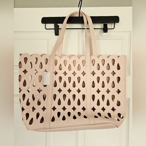 Light pink vegan leather tote bag nwt